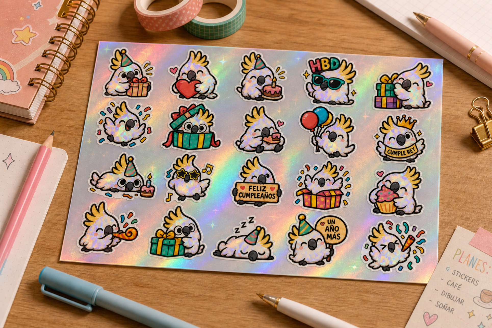 Stickers holográficos aplicados, ejemplo de uso